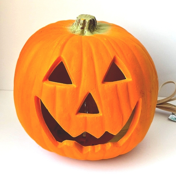 VTG 1998 Gemmy Orange Jack-O'-Lantern Foam Mold Electric Light-up Pumpkin EVC - Picture 1 of 8